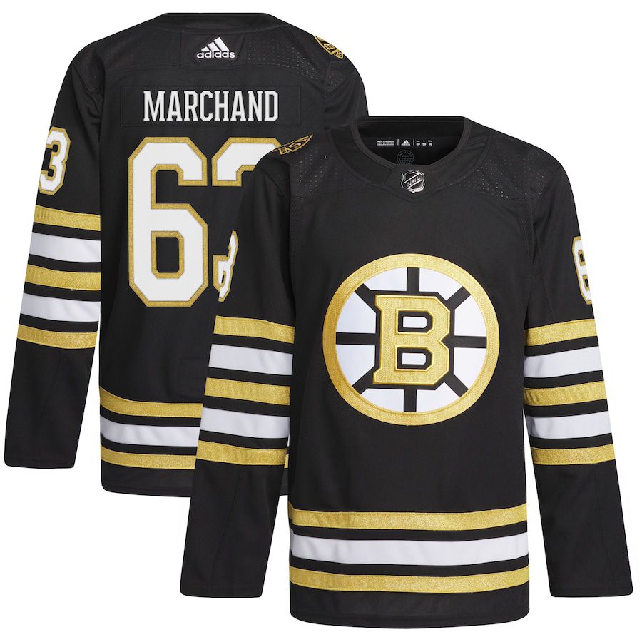 Men Boston Bruins 63 Brad Marchand adidas Black Primegreen Authentic Pro Player NHL Jersey